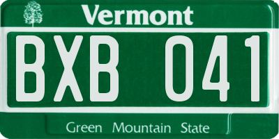 VT license plate BXB041