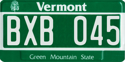 VT license plate BXB045