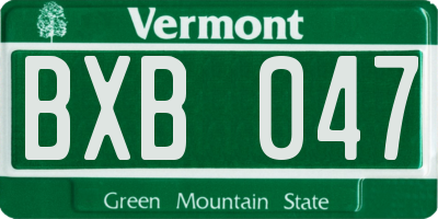 VT license plate BXB047