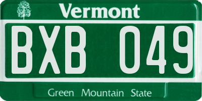 VT license plate BXB049