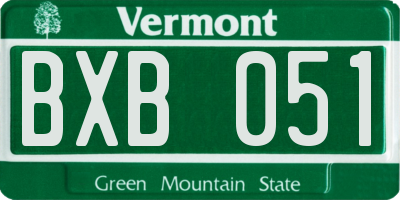 VT license plate BXB051