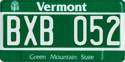 VT license plate BXB052