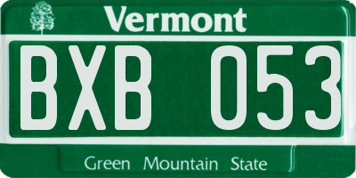 VT license plate BXB053