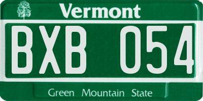 VT license plate BXB054