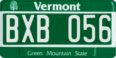 VT license plate BXB056
