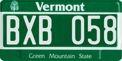 VT license plate BXB058