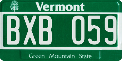 VT license plate BXB059