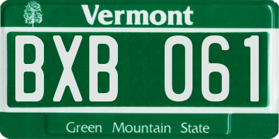VT license plate BXB061