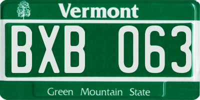 VT license plate BXB063