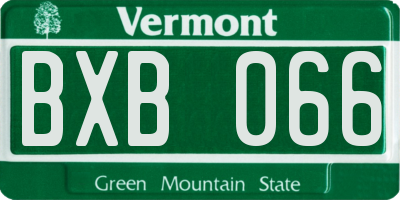VT license plate BXB066
