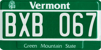 VT license plate BXB067