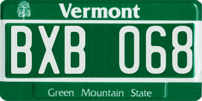 VT license plate BXB068