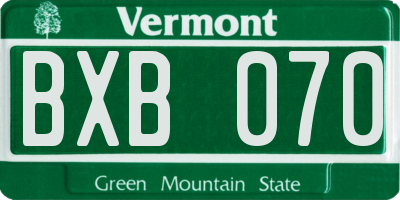 VT license plate BXB070