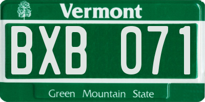 VT license plate BXB071