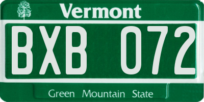 VT license plate BXB072