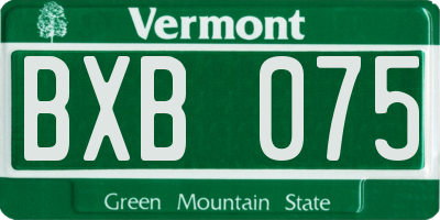 VT license plate BXB075