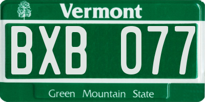 VT license plate BXB077