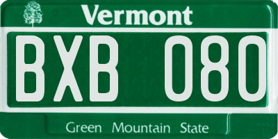 VT license plate BXB080