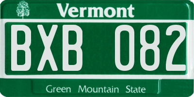 VT license plate BXB082
