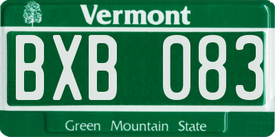 VT license plate BXB083