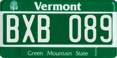 VT license plate BXB089