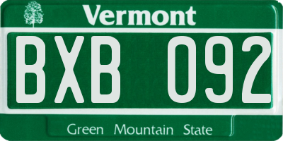 VT license plate BXB092