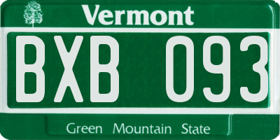 VT license plate BXB093