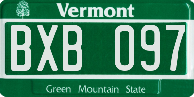 VT license plate BXB097