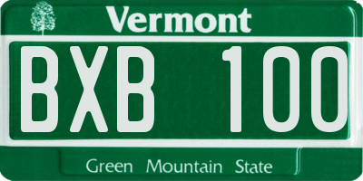VT license plate BXB100