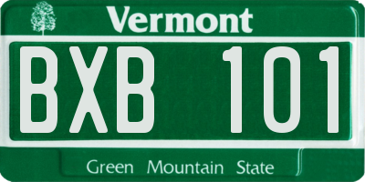 VT license plate BXB101