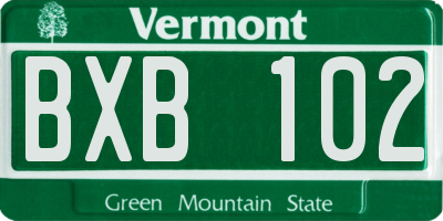 VT license plate BXB102