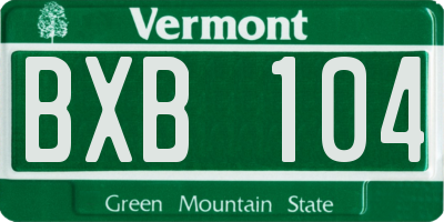 VT license plate BXB104