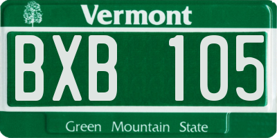 VT license plate BXB105