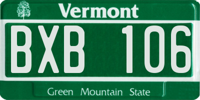 VT license plate BXB106
