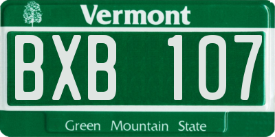 VT license plate BXB107