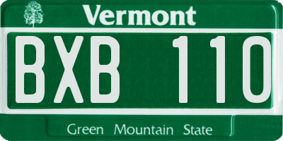 VT license plate BXB110