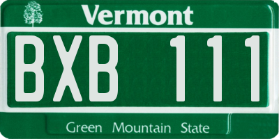 VT license plate BXB111