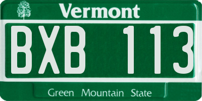 VT license plate BXB113
