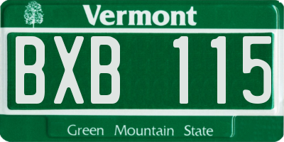 VT license plate BXB115