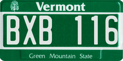VT license plate BXB116