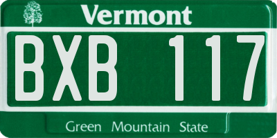 VT license plate BXB117