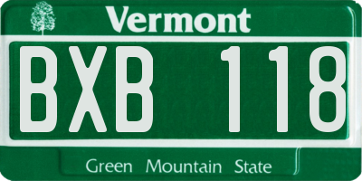 VT license plate BXB118