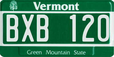 VT license plate BXB120