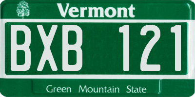VT license plate BXB121