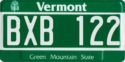 VT license plate BXB122