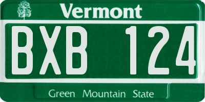 VT license plate BXB124