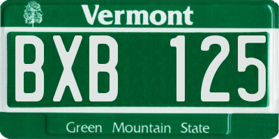 VT license plate BXB125