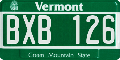 VT license plate BXB126