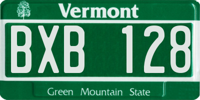 VT license plate BXB128