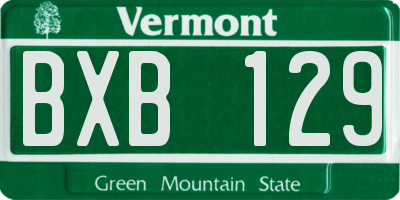 VT license plate BXB129